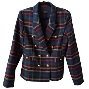 Halogen X Atlantic Pacific SZ 8 Plaid Double Breasted Blazer Dark Academia Twee